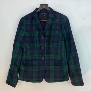 Vintage Land’s End Green Wool Plaid Jacket Size 8